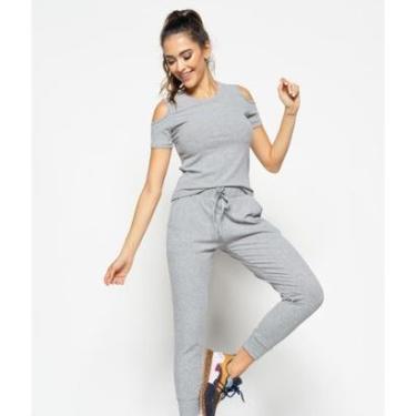 Imagem de Conjunto Salvatore Fashion Comfy Blusa Ombro Vazado Jogger Canelada Feminino-Feminino