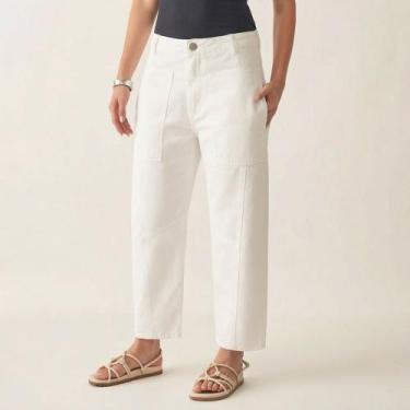 Imagem de Calça Jeans Barrel Capri Cintura Alta - Bloom, Branco, 38