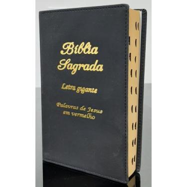 Imagem de Bíblia Sagrada da Mulher Letra Gigante Capa de Couro Preta - Cristão