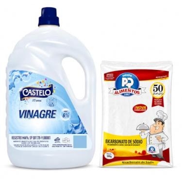 Imagem de Kit Vinagre de Álcool 5L 6% + Bicarbonato de Sódio 500g – Limpeza Pesada, Desengorduran...
