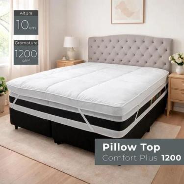 Imagem de Pillow Top Casal Dupla Manta 1200g 10cm de Altura Antialérgico Lavável