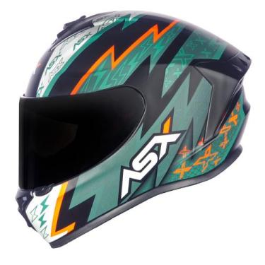 Imagem de Capacete Asx Draken Thunder Fosco Preto/Verde/Laranja, 60