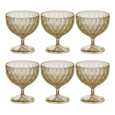 Imagem de Conjunto 6 Taça Sobremesa Acrilico Glamour Ambar Mesa Posta - Plasútil