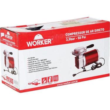 Imagem de Compressor de Ar 250W com Pressão Máxima de 3,6BAR e Pistola de Pintur