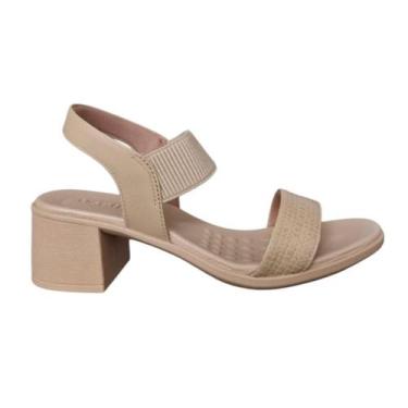 Imagem de Sandália Feminina USAFLEX de Couro Salto Bloco e Elastano UC22003, Blu