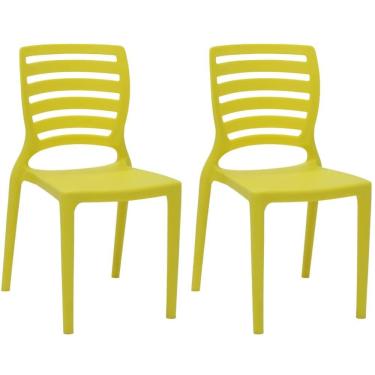 Imagem de Kit 2 Cadeirinhas Infantis Tramontina Sofia Amarelo Cadeira de Plástico para Crianças +3 anos