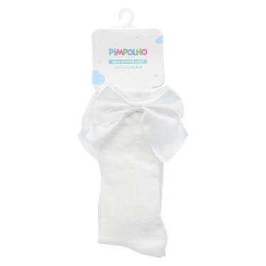 Imagem de Meia infantil pimpolho 3/4 com laço branca 00 a 15 textura