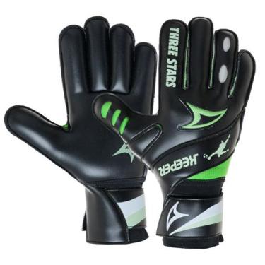 Imagem de Luva de Goleiro Juvenil Three Stars Keeper Palma Preta, 7