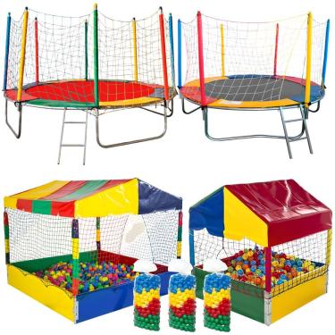 Imagem de Pula Pula Trampolim e Piscina de Bolinhas Coloridas com Rede de Proteção Rotoplay Brinquedos