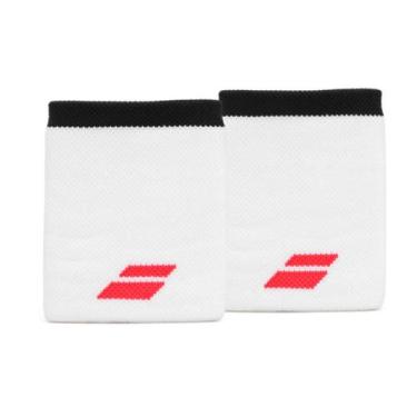 Imagem de Munhequeira Babolat Logo Jumbo Longa Branca/Vermelha