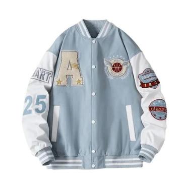 Imagem de Jaqueta Bomber Unissex Masculina Estilo Colegial Hip Hop Harajuku Com 