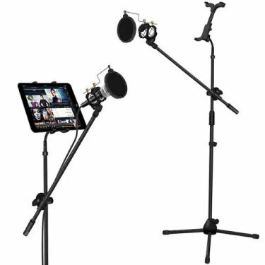 Imagem de Pedestal,tripé p/microfone dinâmico c/pop filter,shock mount e suporte