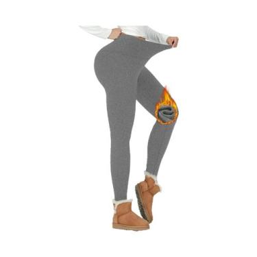 Imagem de Leggings Térmicas Femininas De Cintura Alta Forradas Com Fleece, Calça