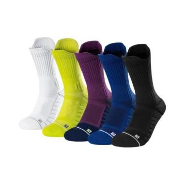 Imagem de Meias Esportivas Masculinas Com Amortecimento, 5 Pares, Alta Elasticid