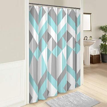 Imagem de MARBLE HILL Cortinas de chuveiro para banheiro – Lena 182,88 cm x 182,88 cm Lavável na máquina, Aqua