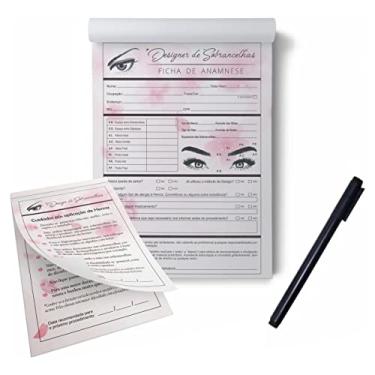 Imagem de Kit Bloco Ficha de Anamnese Design/Designer de Sobrancelhas + Cuidados Pós Aplicação de Henna