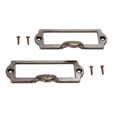 Imagem de 2 conjuntos de etiqueta Punho 87 * 45mm Antique Bronze Arquivo Pull Quadro Tag do Quadro Nome do Botão W/Parafusos Biblioteca Escritório Post Cabinete Gaveta YYDFPIIA