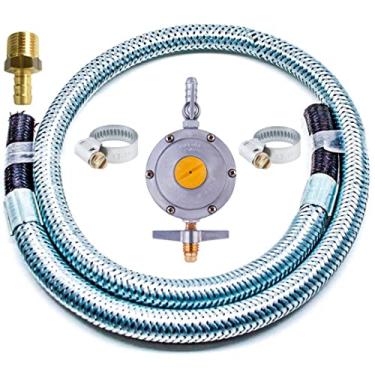 Imagem de Registro Regulador Gás Botijão+mangueira BmxBm+abraçadeiras Tamanho: 5,00 Metro