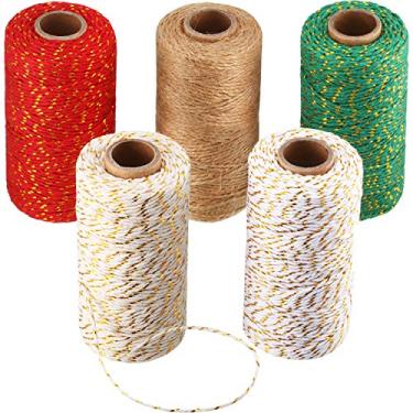 Imagem de Bememo – Corda de algodão para envelope, 5 peças de corda de algodão, 5 peças para Natal e Natal, artesanato, artesanato, decoração e jardinagem (cor B)