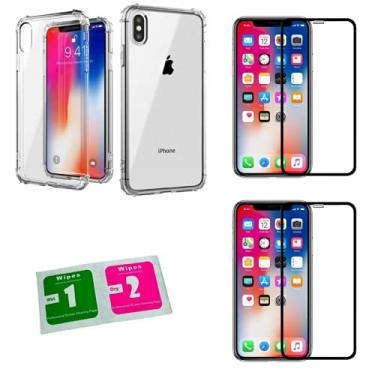 Imagem de Kit Capinha Antishock + 2X Película 9D Cobre Tudo Compatível iPhone X iPhone XS
