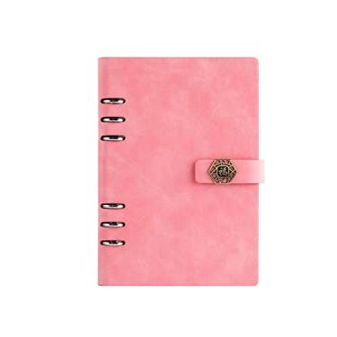 Imagem de Fivela Magnética Capa Dura A5 Caderno de Couro Bloco de Notas Caderno de Anel Planejador Agenda Livro de Notas de Negócios Papelaria, fukou, rosa, A5
