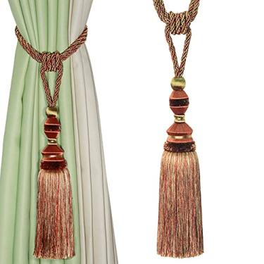 Imagem de Bola pendurada borla cortina tieback grandes borlas bola pendurada luxuosas cortinas titular fivela corda quarto acessórios, vermelho, 4 peças