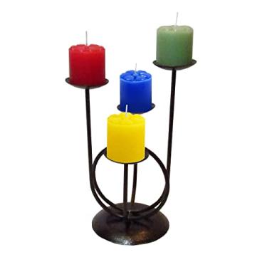 Imagem de Castiçal 4 Aros Coroa Advento 4 Velas Candelabro cores 4