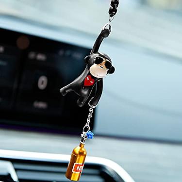 Imagem de YGMONER Óculos de sol macaco carro interior espelho retrovisor pendurado ornamentos (preto e garrafa de nitrogênio)