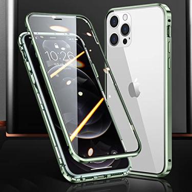 Imagem de Capa de telefone magnética de vidro dupla face com armação de metal para iPhone 14 13 12 11 Pro Max X XS 8 7 14 Plus 13 12 Mini tampa da lente da câmera, verde, para iPhone 6S Plus