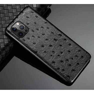 Imagem de HAODEE Capa traseira de telefone totalmente embrulhada, capa de couro com padrão de avestruz para Apple iPhone 12 Pro (2020) 6,1 polegadas [proteção de tela e câmera] (cor: preto)