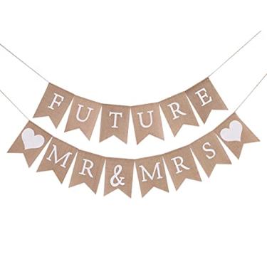 Imagem de Faixa de juta Future Mr&Mrs – Decoração de chá de casal Future Mr&Mrs, decorações de chá de noiva, faixa de noivado, melhores suprimentos de casamento para noivas