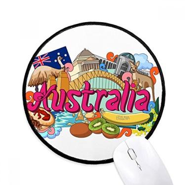 Imagem de DIYthinker Kangaroo Harbour Bridge Austrália Graffiti Mouse Pad Desktop Office Tapete Redondo para Computador