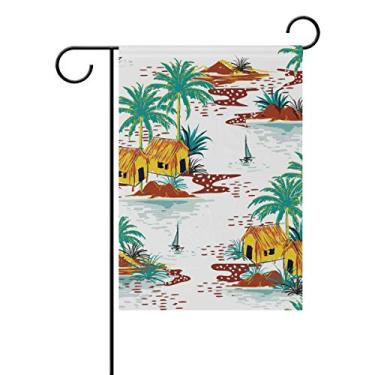 Imagem de My Daily Linda ilha paisagem palmeira decorativa dupla face bandeira de casa 71 x 101 cm