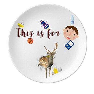 Imagem de Prato de porcelana animal Paper Breaks Impact Deer Prato redondo para jantar masculino