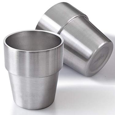 Imagem de Newk Copos de aço inoxidável, copo de metal de 300 ml, caneca de parede dupla para churrasco/casa/festa/dirigir – conjunto de 2 pacotes
