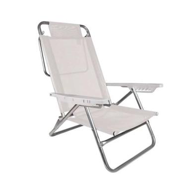 Imagem de Cadeira De Praia Reclinável Branca 6 Posições Summer Alumínio - Mor