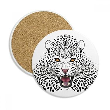 Imagem de Caneca porta-copos com cabeça de tigre para close-up King Animal Porta-copos com proteção de mesa pedra absorvente