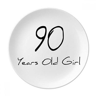 Imagem de Prato decorativo de porcelana Salver 90 years old Girl Age Longevity