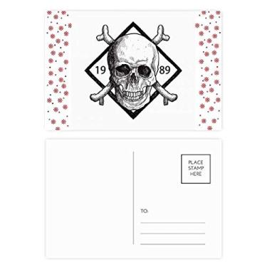 Imagem de Esqueleto Pirata 1989 Decoração Padrão Natal Flor Celebração Cartão Postal Cartão Bênção Cartão de correio