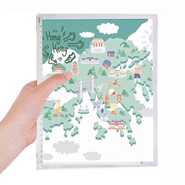 Imagem de Mapa de Hong Kong Famous Locations China Caderno de Folhas Soltas Diário Recarregável Papelaria