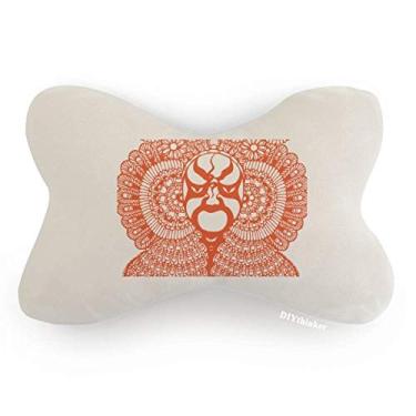 Imagem de DIYthinker Almofada de apoio de cabeça com decoração de pescoço e cabeça de ópera chinesa com corte de papel vermelho