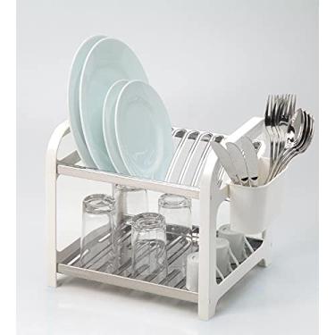 Imagem de Escorredor 12 pratos Inox Branco com Porta Talheres Cor: Branco