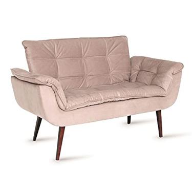 Imagem de Poltrona Namoradeira Opala veludo nude rosado pés palito - Poltronas do Sul