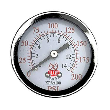 Imagem de Melhor nos EUA 2" Calibre de pressão de ar central suporte traseiro 1/8" NPT 2" mostrador - 0 a 200 PSI