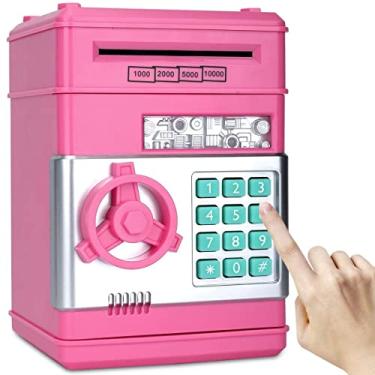 Imagem de Mini Cofre Eletrônico Digital Senha 4 Dígitos Notas e Moedas GT1512126 (Rosa)