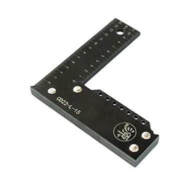 Imagem de Generic Régua quadrada em forma de L, esquadro de enquadramento, transferidor de ângulo régua multifuncional de 90 graus ferramenta para trabalhar madeira, Preto 150mm