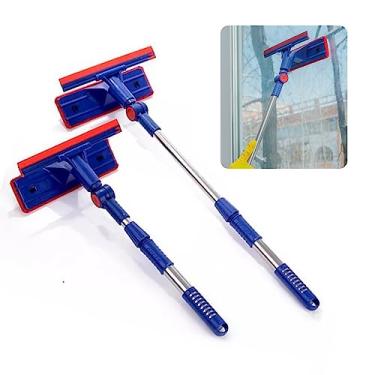 Imagem de Rodo Rodinho Limpa Vidros Carro Janela Azulejo Multiuso 2 em 1 Cabo Retratil Esfregao Rodo magico Limpeza Mop Flat - LVLOGISTICA