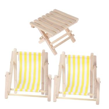Imagem de SAFIGLE 3 Pecas cadeira de praia cadeira de praia suporte de telefone para cadeira de praia decoração mini cadeira de praia mobília espreguiçadeira de bebê cadeira de praia casa de boneca