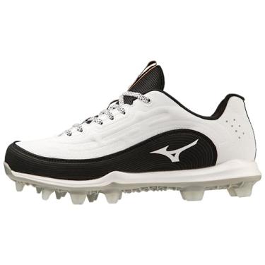 Imagem de Mizuno Chuteira feminina Finch Elite 6 de softball, baixo TPU, Branco/preto, 7.5