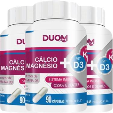 Imagem de KIT 3 UNIDADES Cálcio + Magnésio + Vitamina K2 + Vitamina D3-90 Cápsulas 680mg - Duom